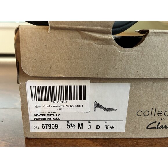 Clarks Women's Neiley Pearl Pewter Metallic Heels Leather NEW 5.5 M - Picture 7 of 9